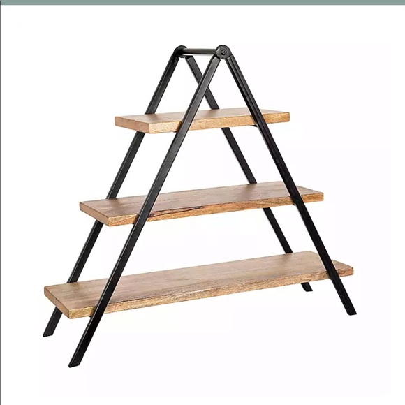 Iron & Wood 3-Tier Server Farmhouse Rustic Decoc - Picture 2 of 2